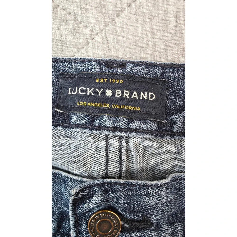 Lucky Brand 221 Straight Jeans Mens 36 Blue Distressed Denim